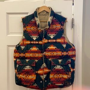 Ralph Lauren Denim & Supply Puffer Aztec Navajo Reversible Vest - Rare SZ Large